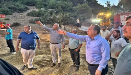 Manisa’da Başkan Dutlulu yangın bölgesinde saha çalışmalarını inceledi