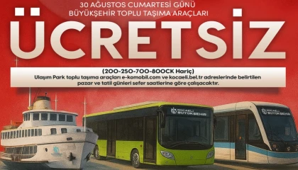 Kocaeli’de 30 Ağustos’ta ulaşım ücretsiz