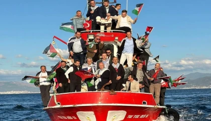 Bursa Mudanya sahilinden ’Sumud Filosu’na destek