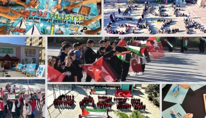 Okullarda eş zamanlı ’Filistin’ farkındalıkları