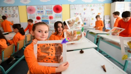 Bursa Osmangazili çocuklar sonbaharın renklerini sanata işledi