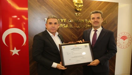 Bursa’da 7 tarımsal örgüte ’Birinci Derece’ belge