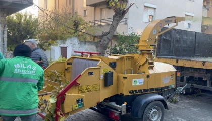 Muğla Milas’ta dal öğütme makinesi hizmette