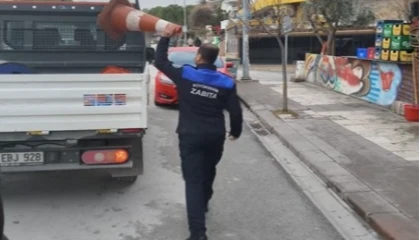 Denizli’de zabıta ekiplerinden kaldırım işgallerine sıkı takip