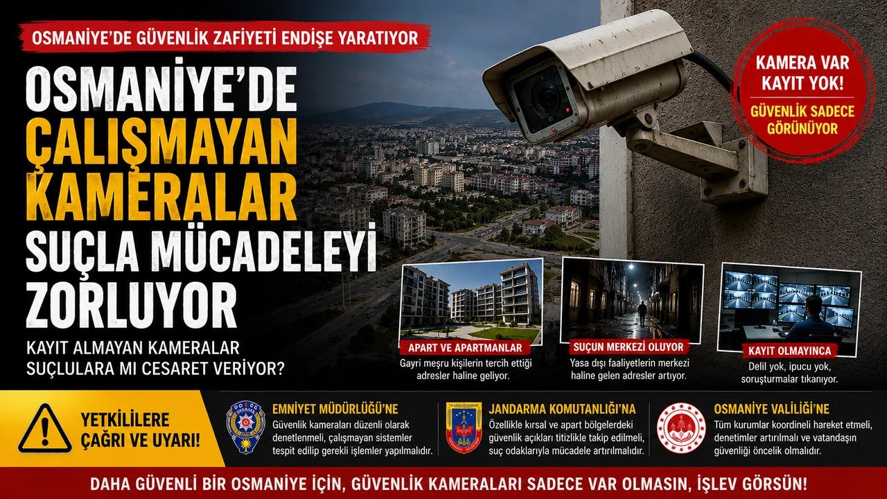 Osmaniye'de Çalışmayan Güvenlik Kameraları Endişe Yaratıyor