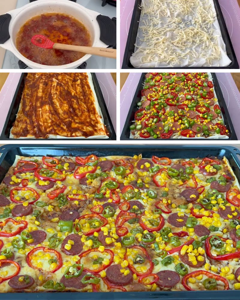 2 Yufkayla 1 Tepsi Dolusu Çıtır Pizza Nasıl Yapılır?